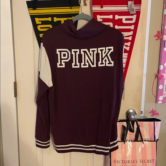 🎉💕VS PINK VARSITY HALF ZIP SWEATSHIRT SZ. L - Picture 5 of 6